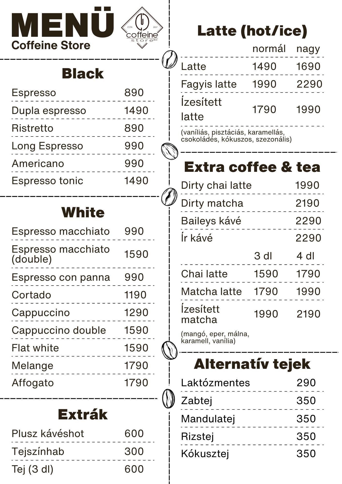 Menu page 1
